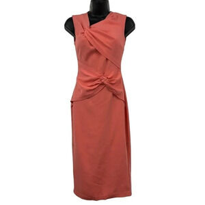 Reiss Women's Alex Ruched Twist Front Mid Length Sleeveless Bodycon Dress SZ 0